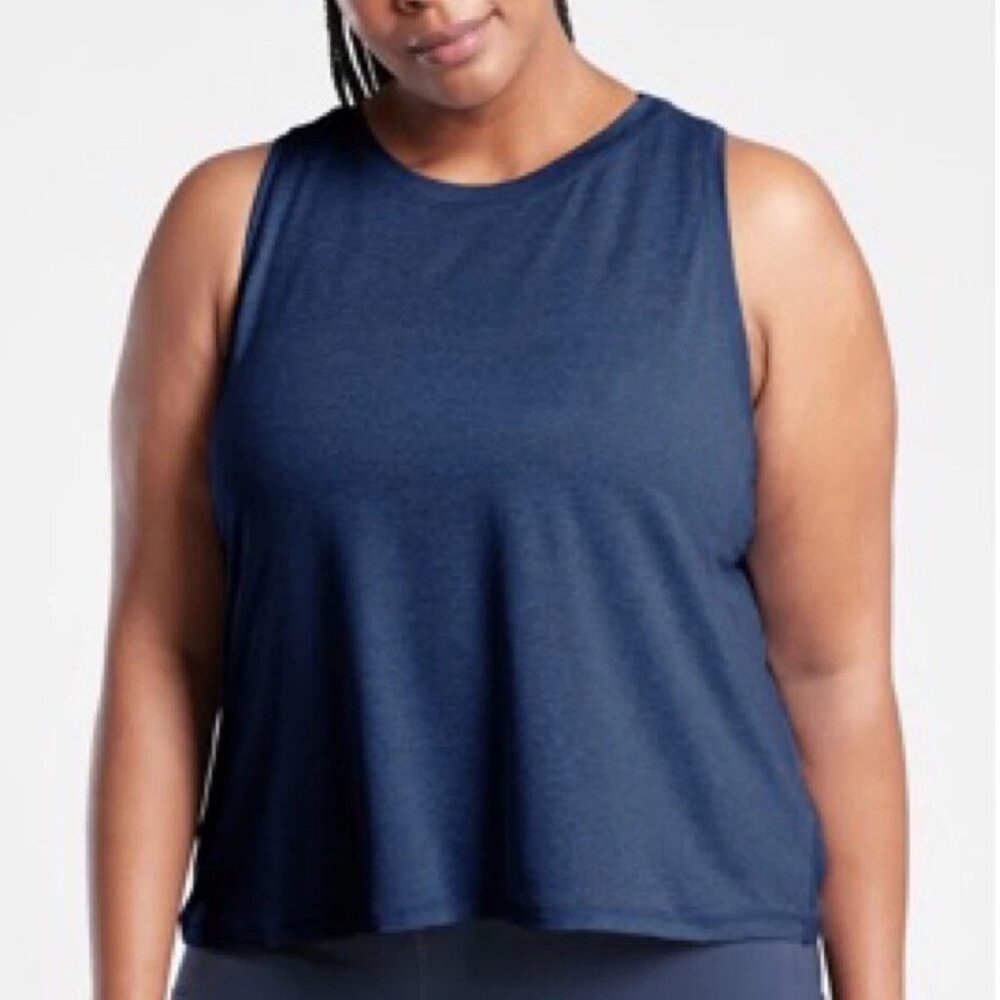 Athleta Uptempo II Tank Top Navy | Plus Size 3X | Lightweight Moisture-Wickering